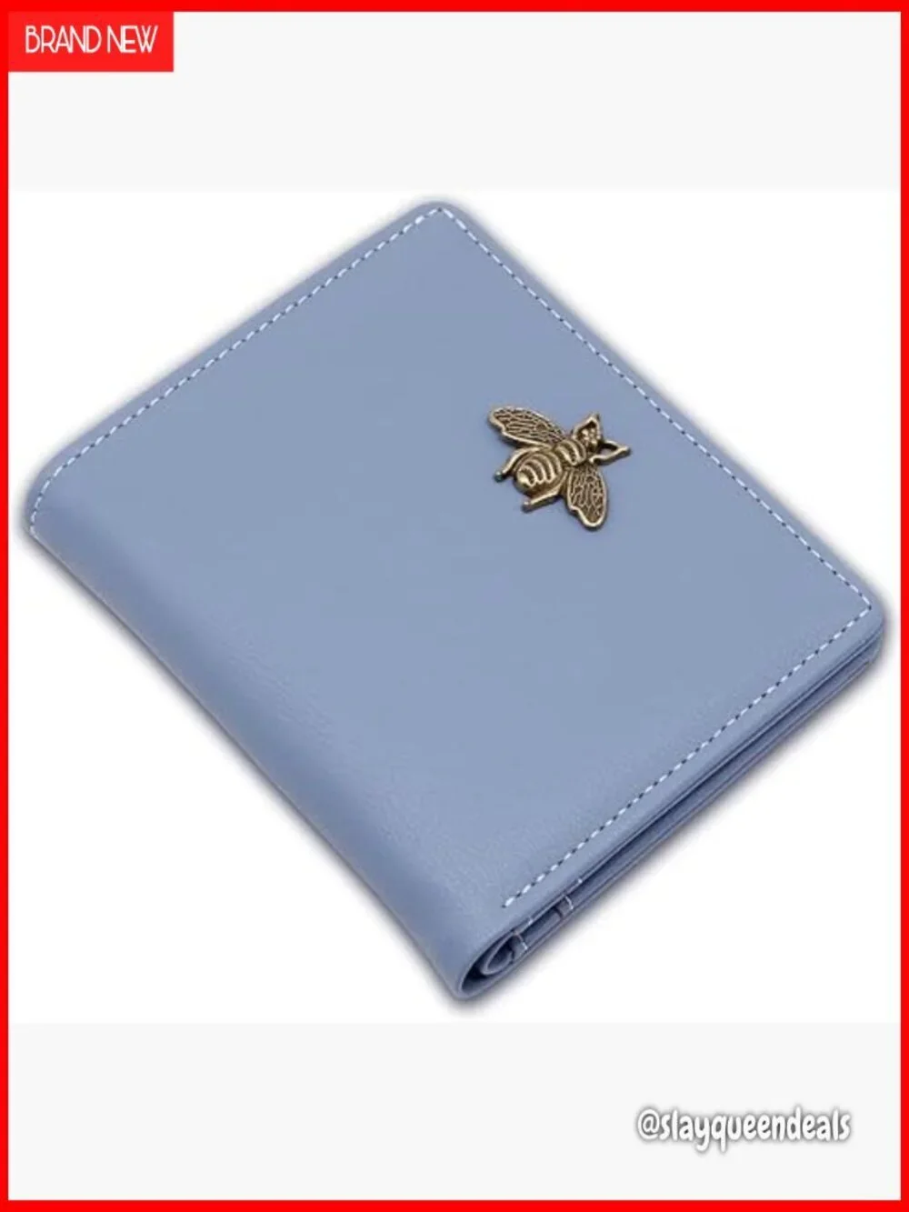 Slim RFID Blocking Bifold Wallet with Bee Charm Compact Card Holder